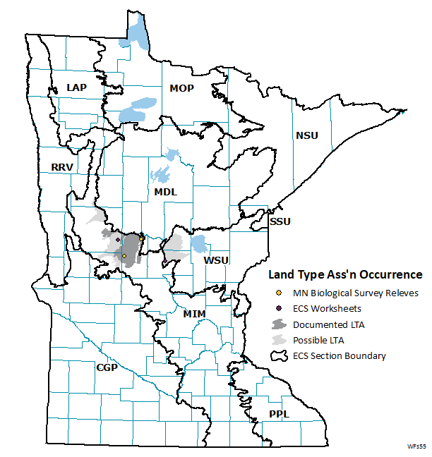 Distribution map for WFs55